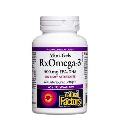 RX Omega-3 Mini-Gels Омега-3 Мини гелс за деца и възрастни 500 mg (EPA 356 mg/ DHA 144 mg) x 60 софтгел капс. Natural Factors