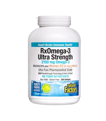 RX Omega-3 Ultra Strength + витамин D3 1000 IU  х 150 софтгел капсули Natural Factors