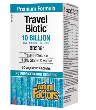 Travel Biotic 10 млрд. активни пробиотици x 60 V капсули Natural Factors