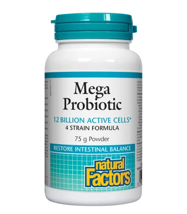 Мега пробиотик 12 млрд. активни пробиотици, 4 щама формула, 75 g пудра Natural Factors