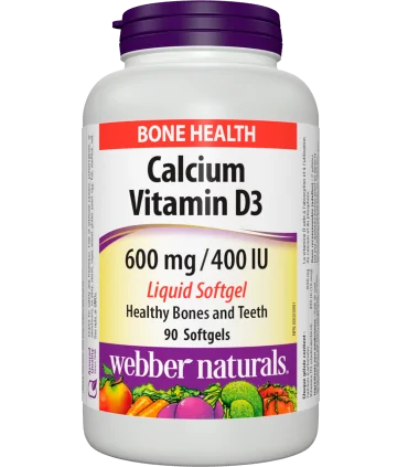 Калций 600 mg + Витамин D3 400 IU x 90 софтгел капсули Webber Naturals