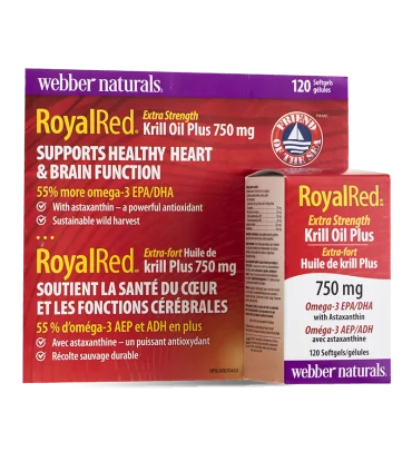 Крил масло Плюс Омега-3 и Астаксантин RoyalRed® х120 софтгел капсули Webber Naturals