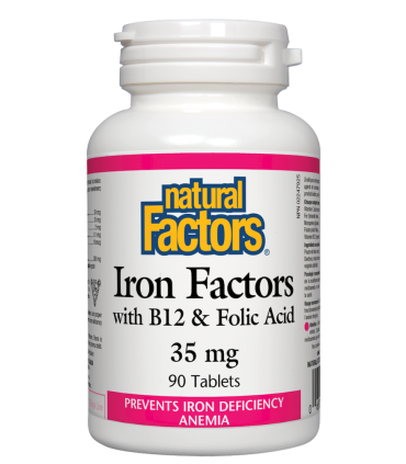 Айрън Факторс желязо с витамин В12 и Фолиева киселина табл. х 90 Natural Factors